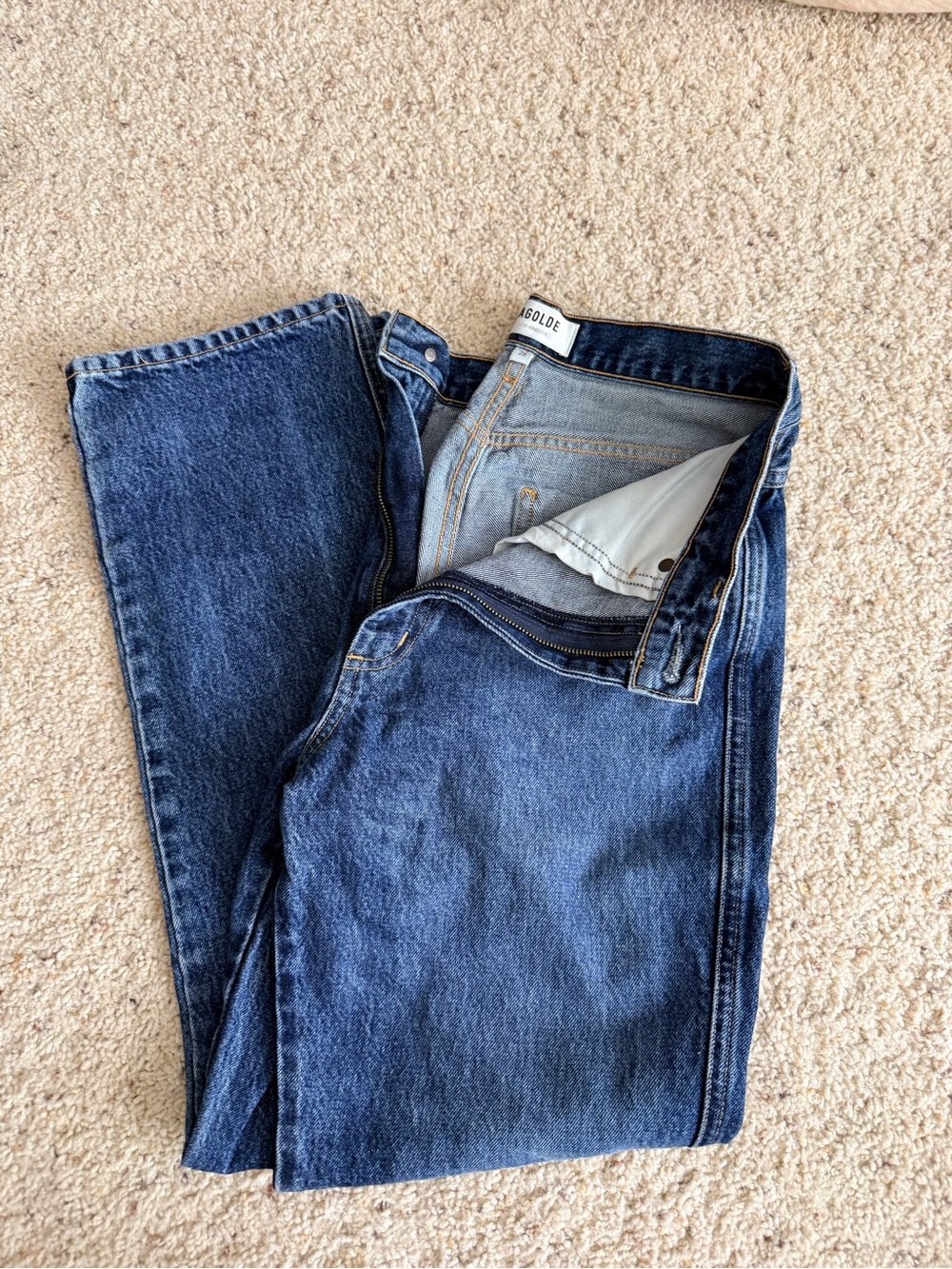 Agolde Straight-Leg Dark Blue Denim Jeans